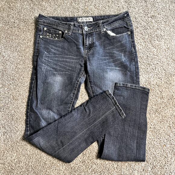 BB Couture Jeans Denim Embellished Bedazzled Juniors Size 11 - Picture 1 of 6